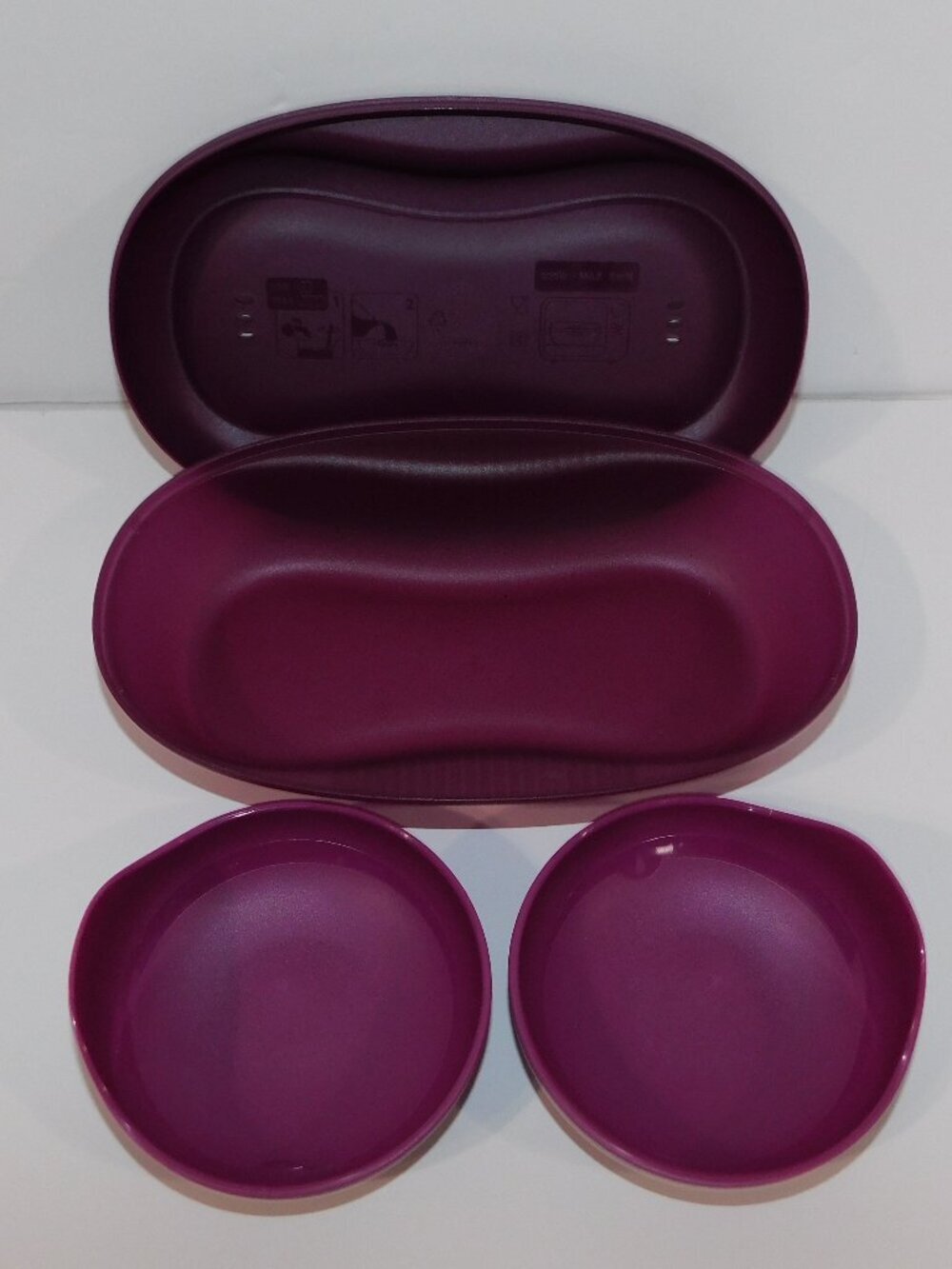 Tupperware Microwave Breakfast Maker Set w 2 Egg Inserts Omelette Poached eggs